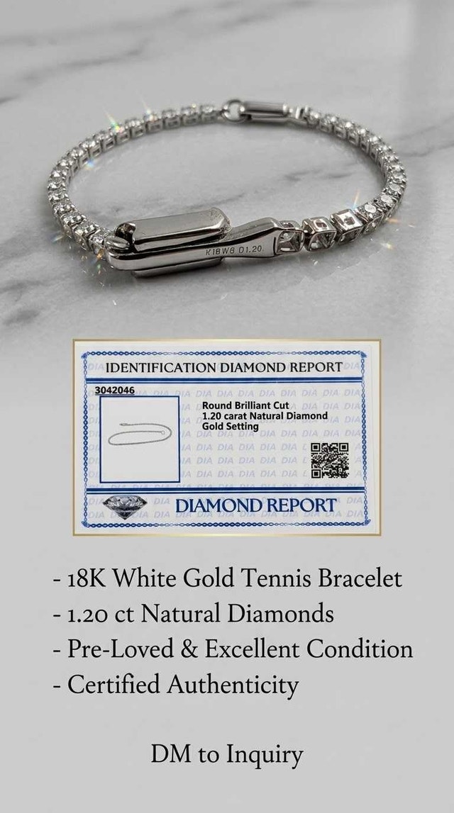 18K White Gold Diamond Tennis Bracelet - photo 2