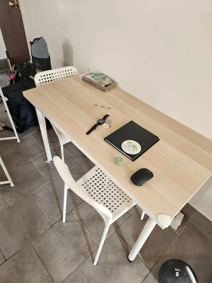 IKEA White Study Desk / Home Office Table with 2 Chairs