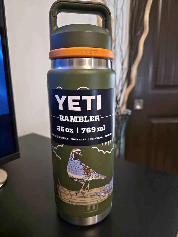New! YETI Rambler 26 oz Bottle with Chug Cap - Upland Bird Olive