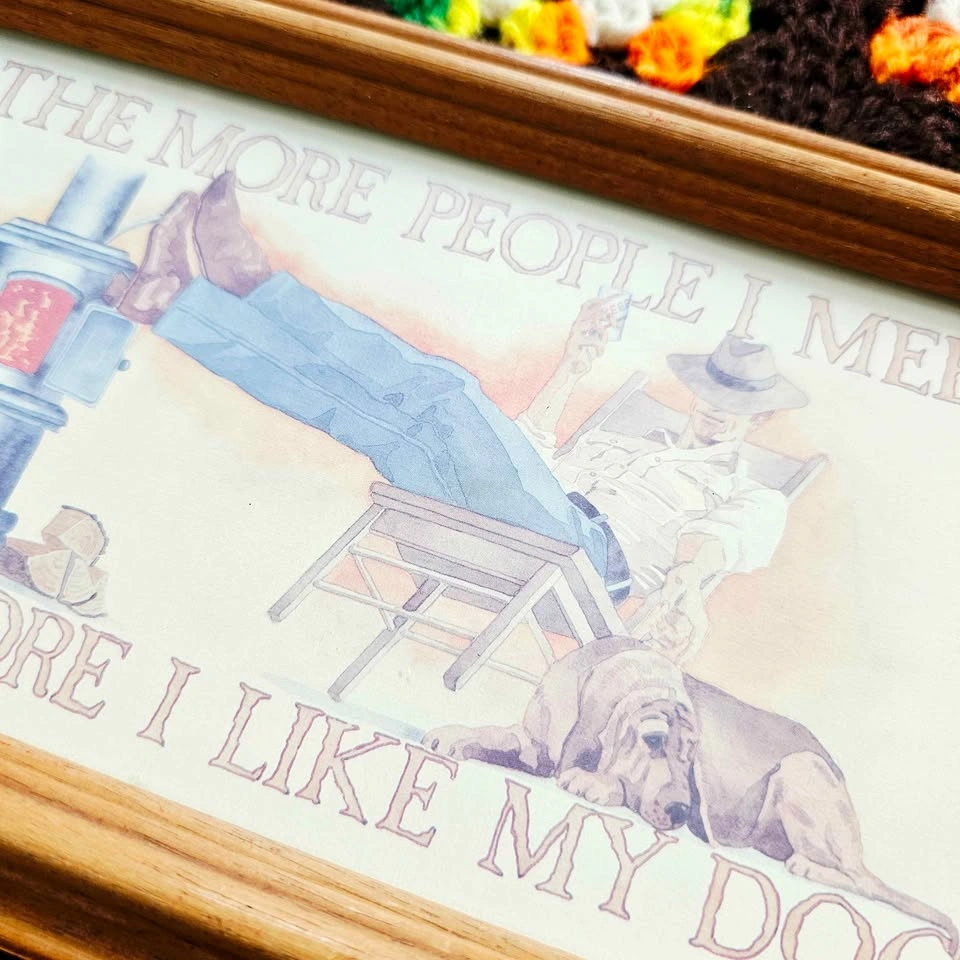 Vintage Cowboy Dog 70s 80s Wall Art Framed Western Decor - photo 3