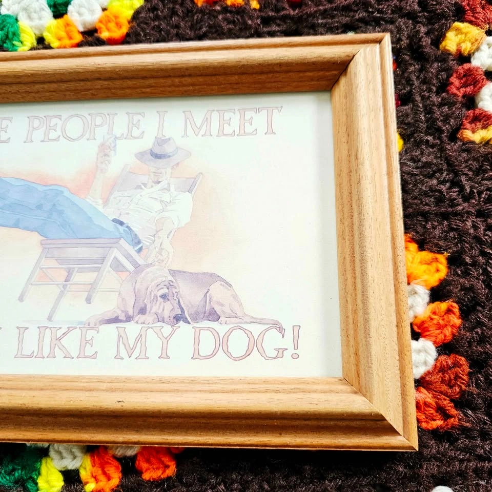 Vintage Cowboy Dog 70s 80s Wall Art Framed Western Decor - photo 4