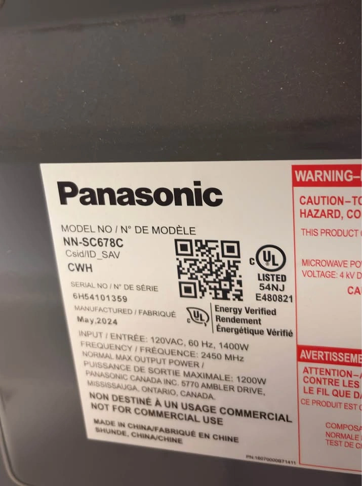 Panasonic NN-SC678C Inverter Microwave - Moving Sale - photo 3