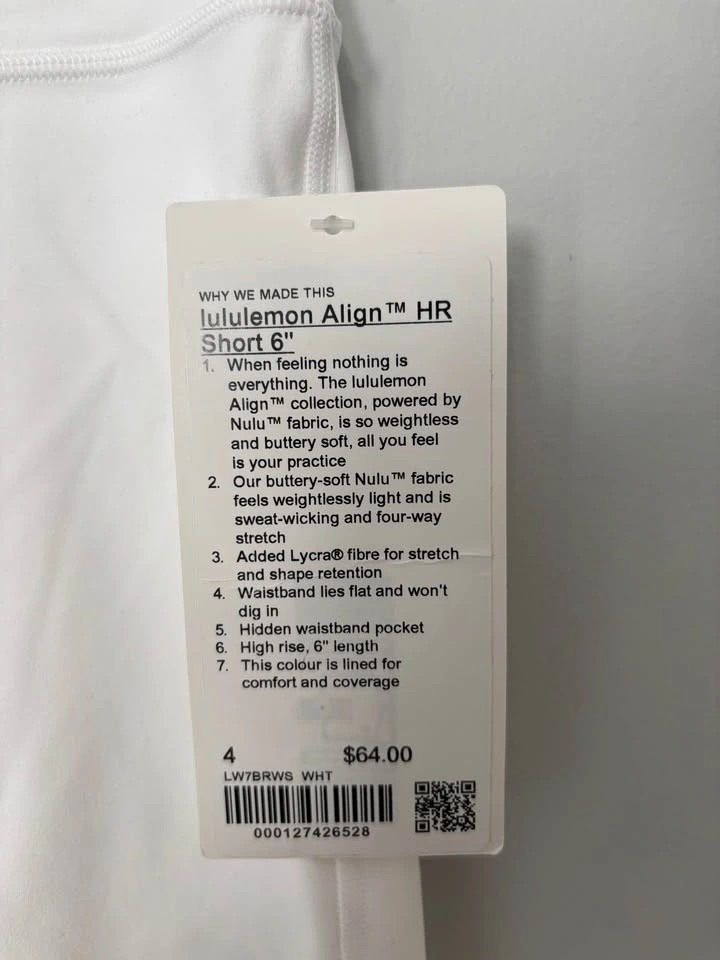 Lululemon Align HR Short 6” White size 4 - photo 2