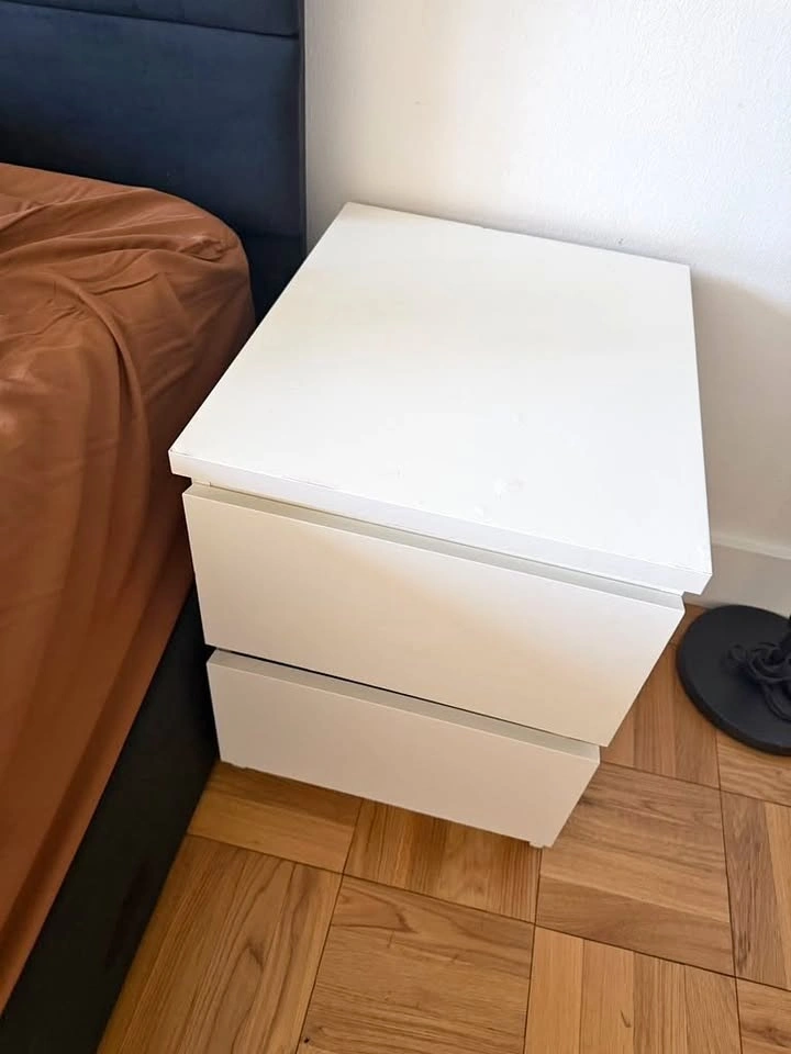 White 2-Drawer Nightstand – Clean Modern Style
