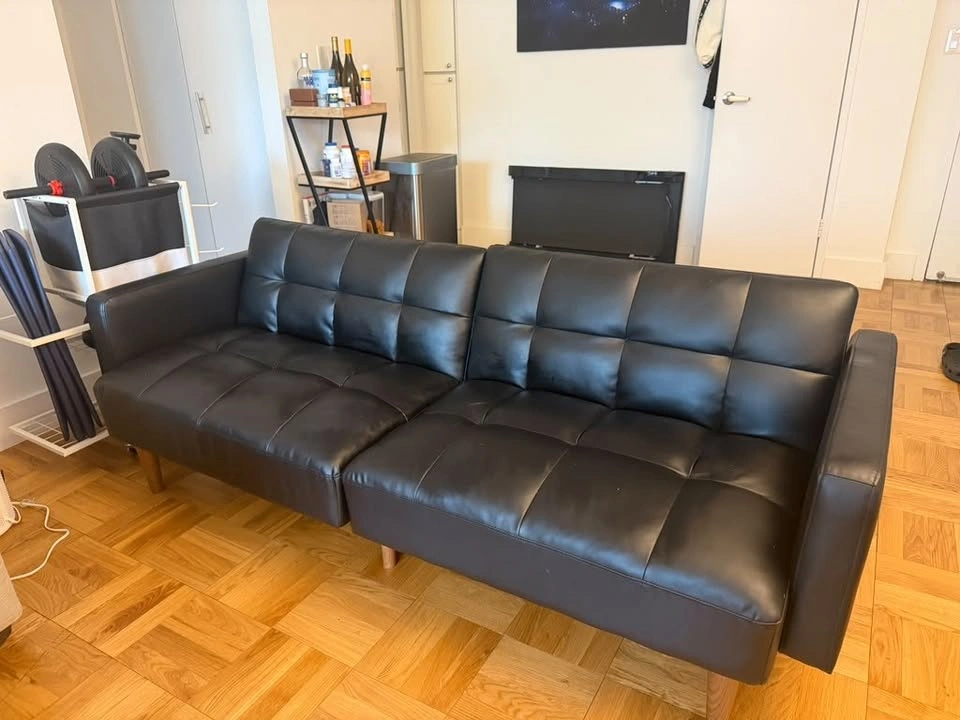 mopio Futon Sofa Bed – Black Faux Leather - photo 4