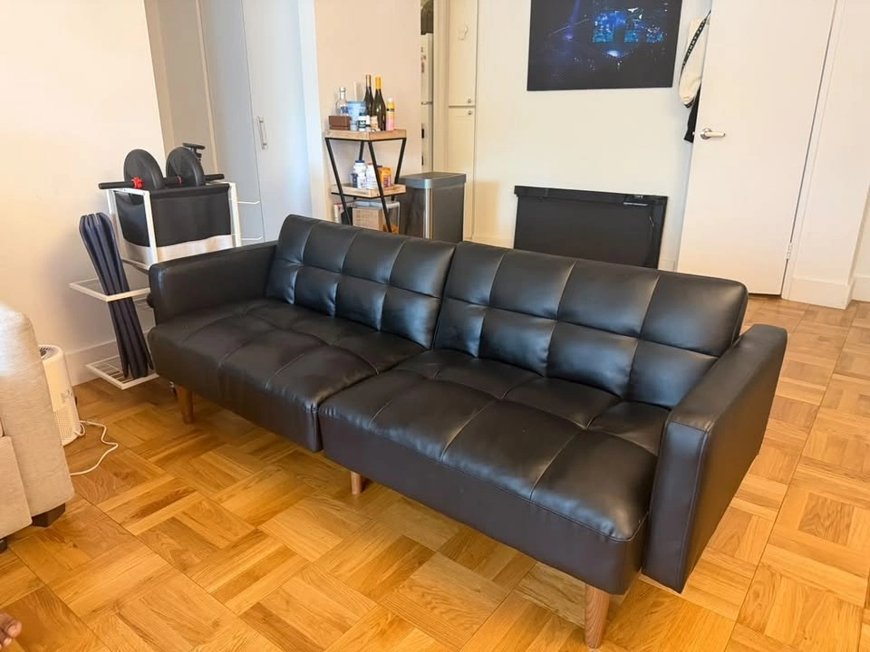 mopio Futon Sofa Bed – Black Faux Leather - photo 5