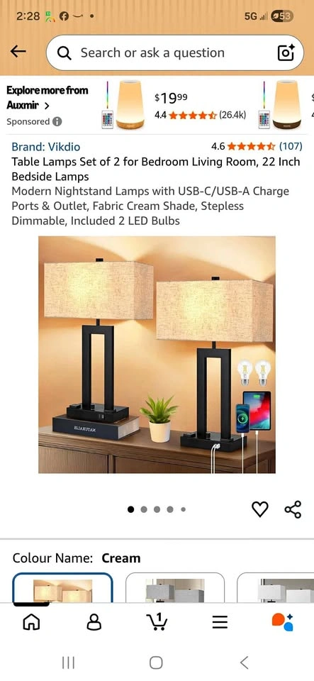 Vikdio Table Lamps Set of 2