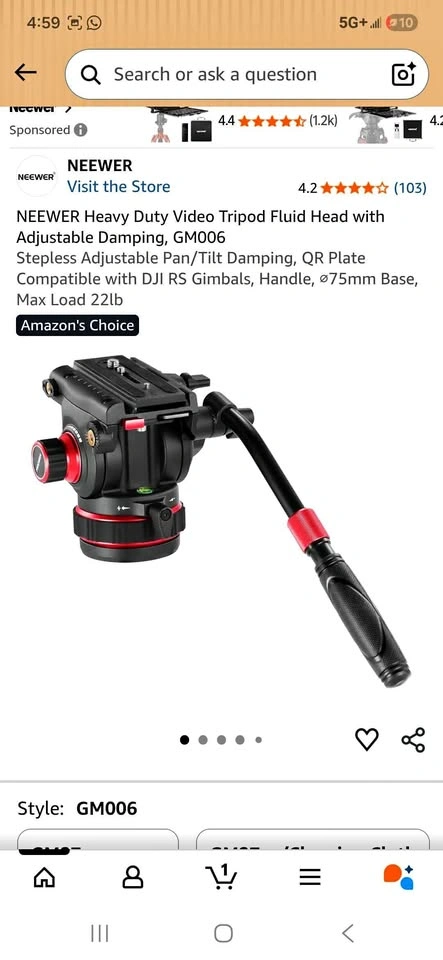 NEEWER GM006 Heavy Duty Video Tripod Fluid Head