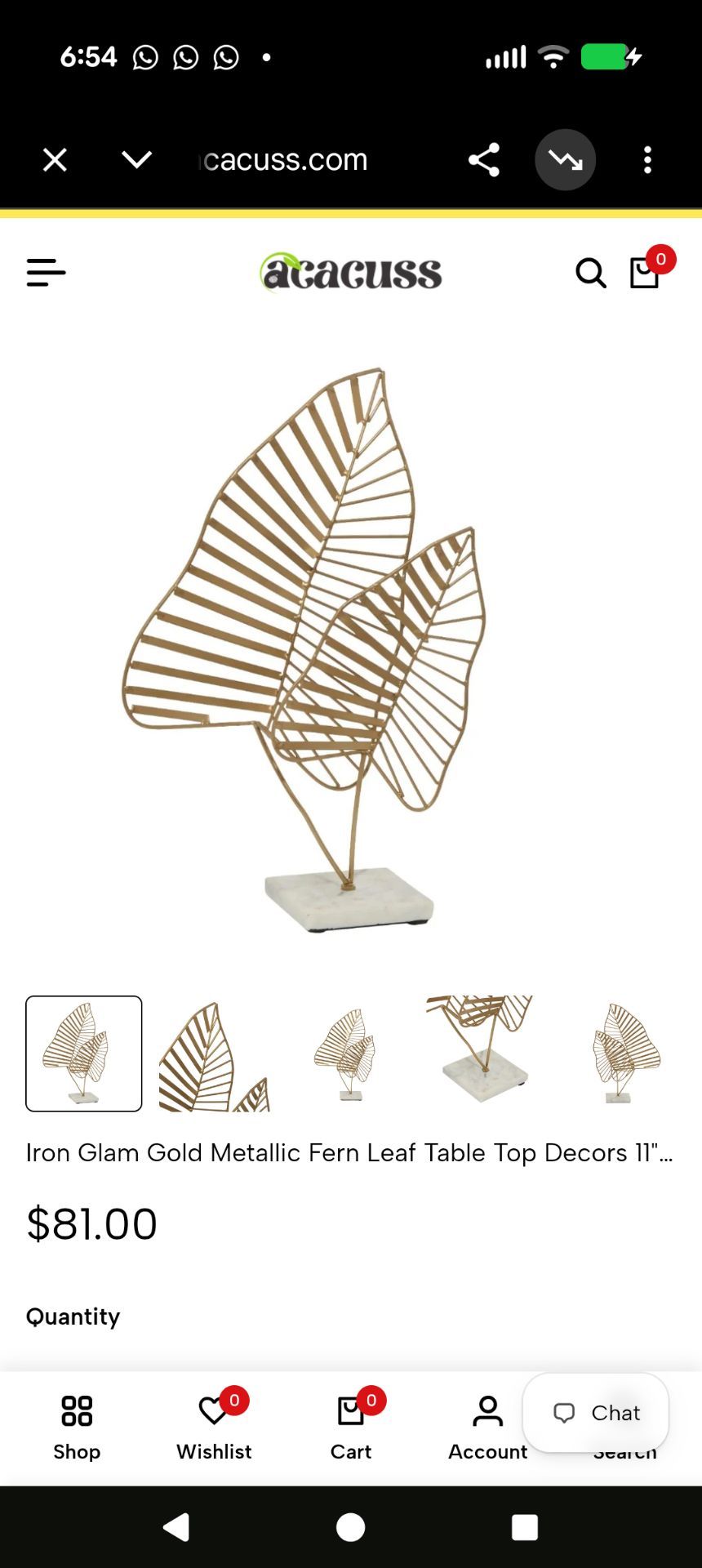Gold Metallic Fern Leaf Table Decor Sculpture - photo 2