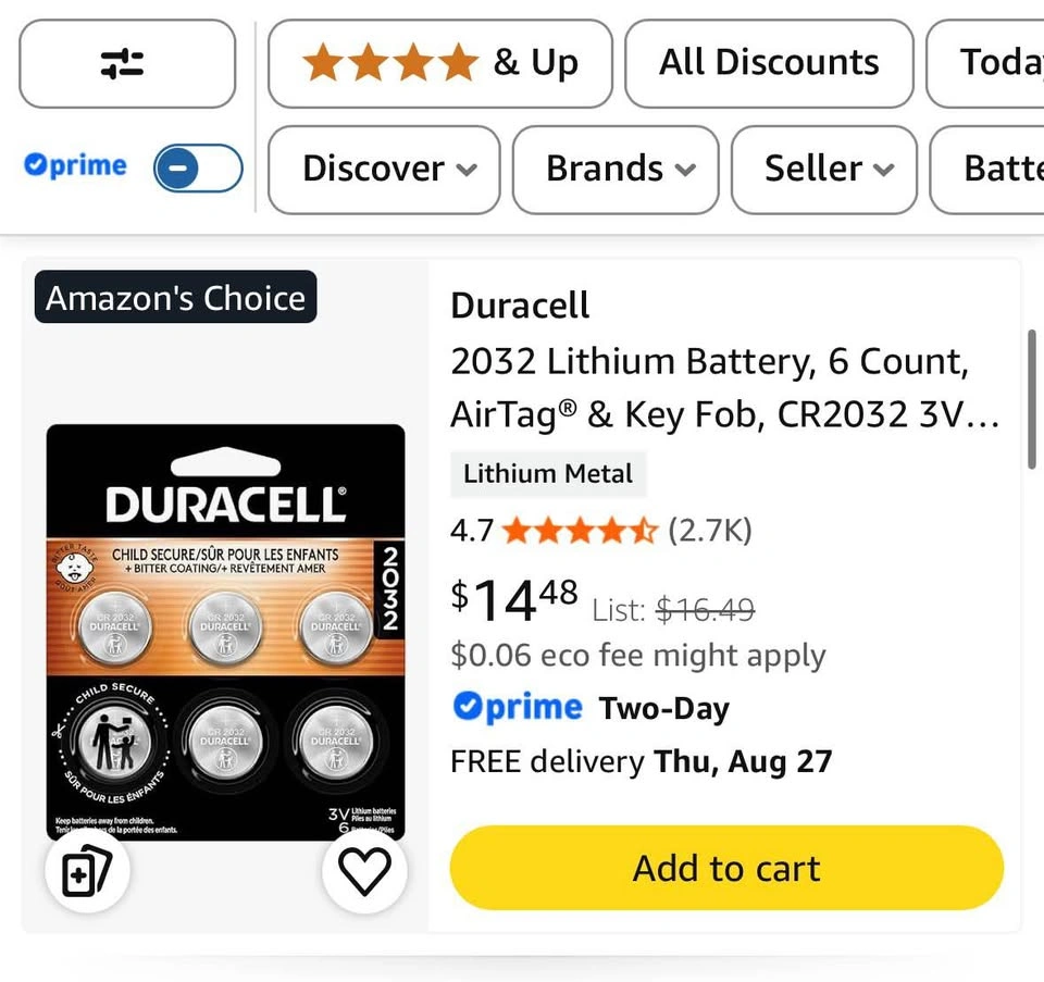 Duracell 2032 Lithium Battery, 6 Count *NEW* - photo 2