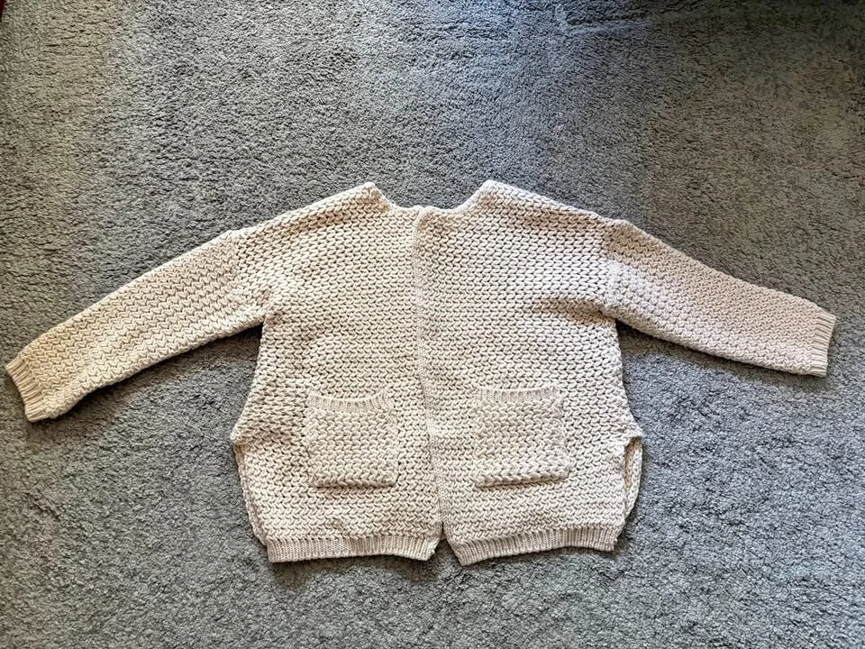 Cream Textured Knit Cardigan OS thumbnail