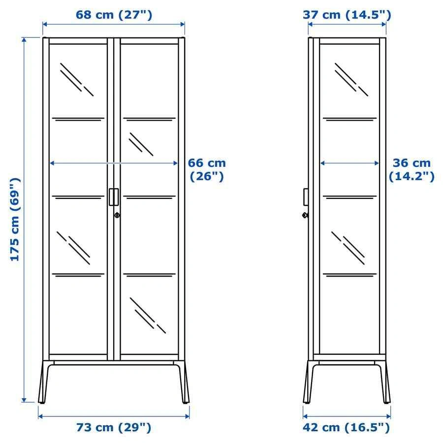 Black IKEA MILSBO Glass-door cabinet (2 for $ 400 / 1 for $225) - photo 2