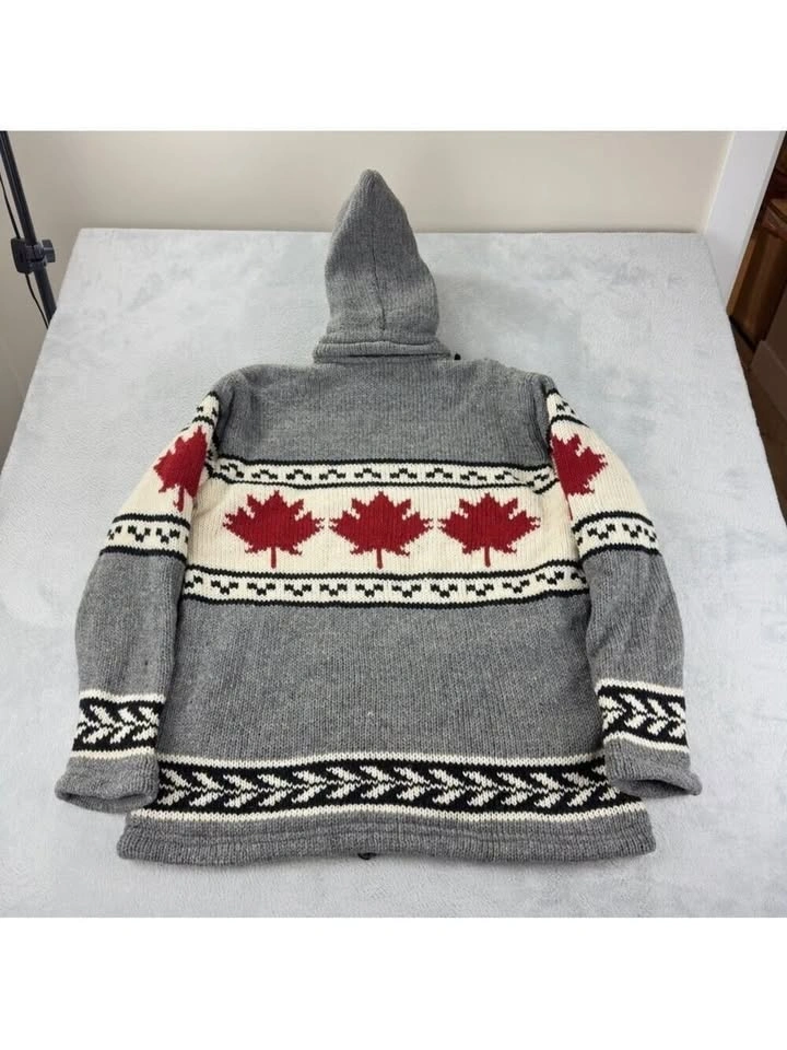 VTG Ark Imports Men's XXL 100% Wool Cowichan Maple Leaf Jacket - photo 4
