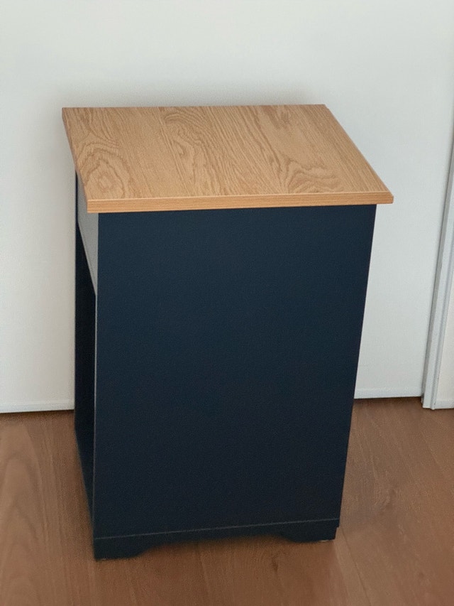 SKRUVBY Black-Blue with Wood Top Side Table/Nightstand - photo 2