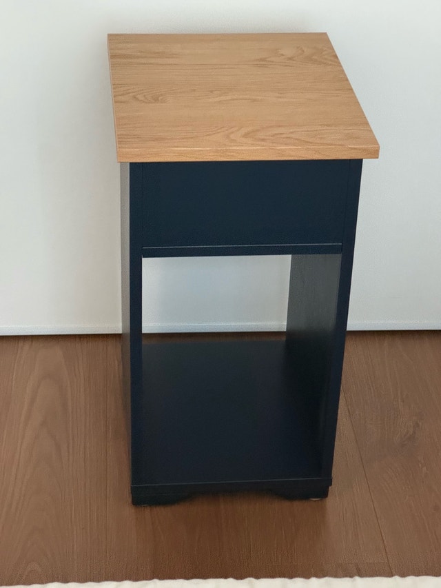 SKRUVBY Black-Blue with Wood Top Side Table/Nightstand - photo 3