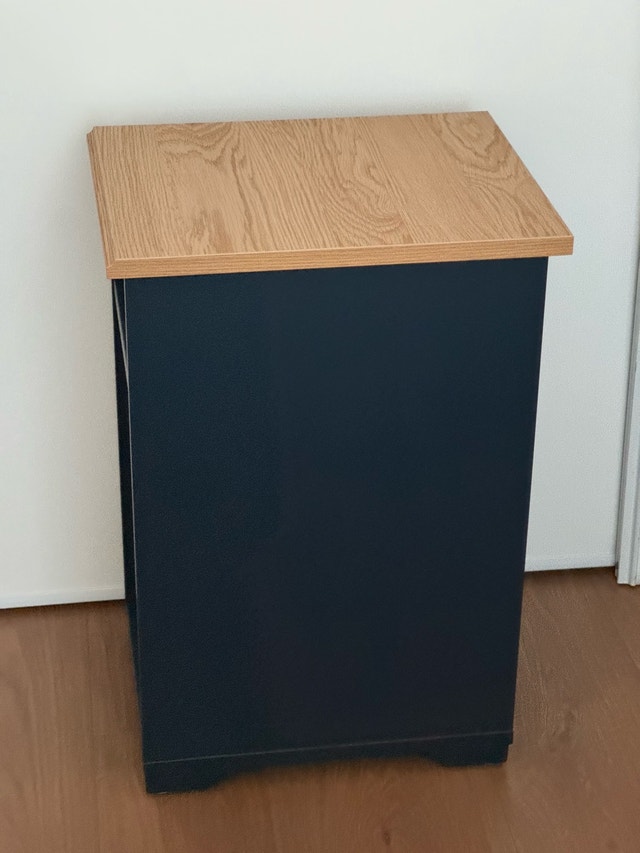 SKRUVBY Black-Blue with Wood Top Side Table/Nightstand - photo 4