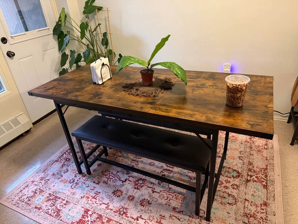Extendable Dining Table with Two Benches - photo 2