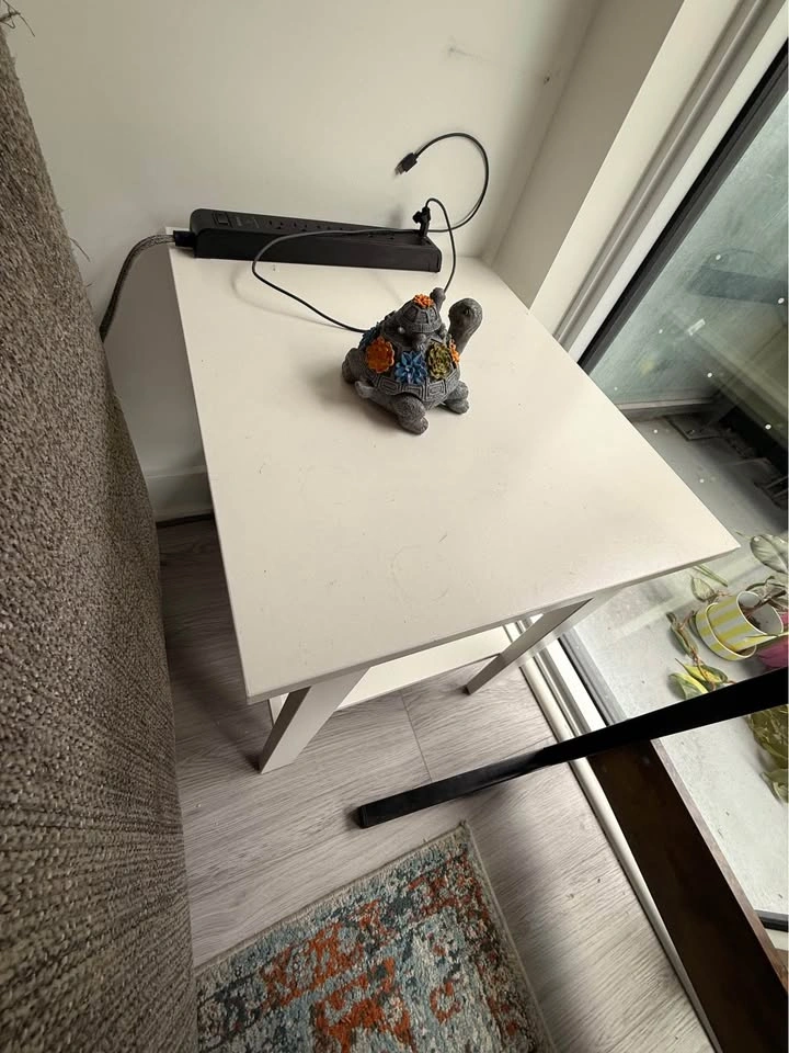 White Wooden End Table/night stand with Shelf - photo 3