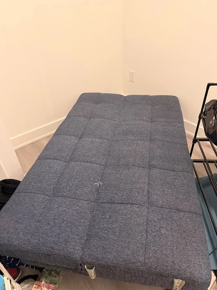 Blue Fabric Tufted Futon Sofa Bed - photo 2