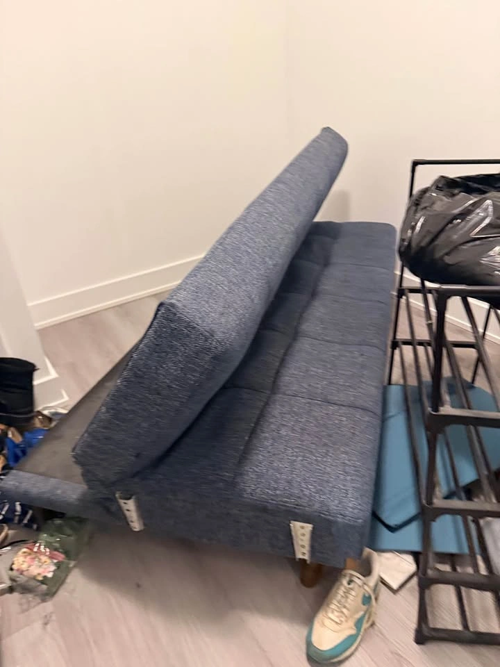 Blue Fabric Tufted Futon Sofa Bed - photo 3