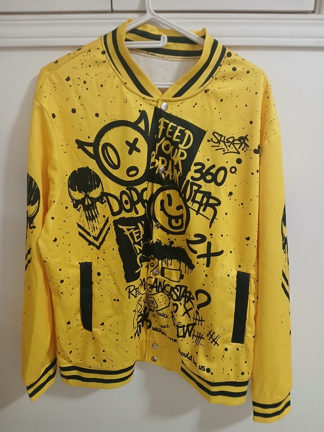 Graffiti Bomber Jacket - Edgy (Yellow+Black/Polyster/Large)