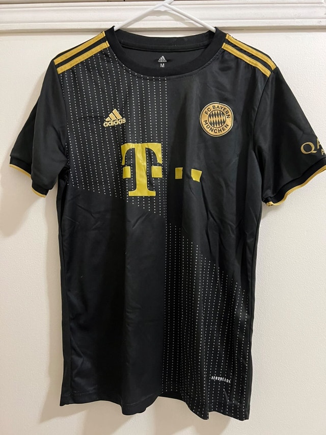 Bayern Munich Away Football/Soccer Jersey (Black+Gold/Medium)