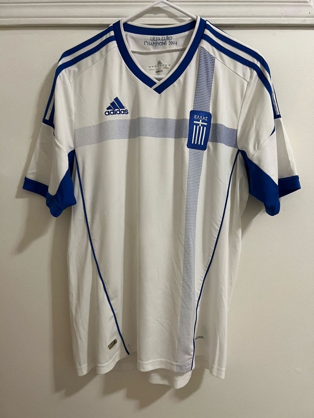 Greece Home Football/Soccer Jersey – Adidas (White/Large)