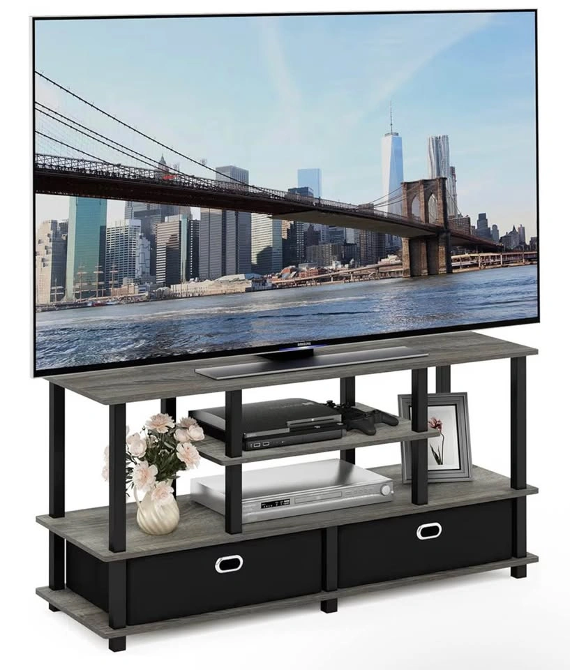 Modern TV Stand with Fabric Storage Bins - photo 2