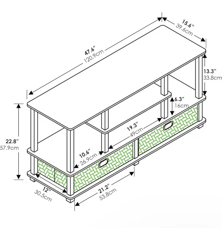 Modern TV Stand with Fabric Storage Bins - photo 3