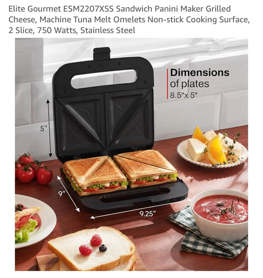 Elite Gourmet 2-Slice Sandwich Panini Maker - photo 5