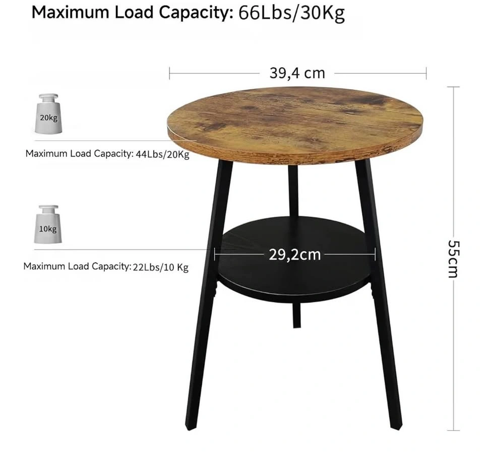 Round Side Table with Storage Shelf - photo 2