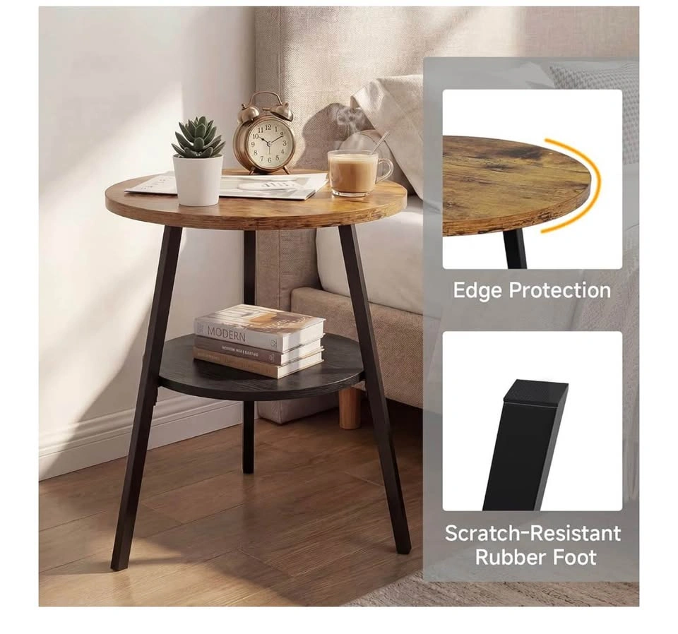 Round Side Table with Storage Shelf - photo 3