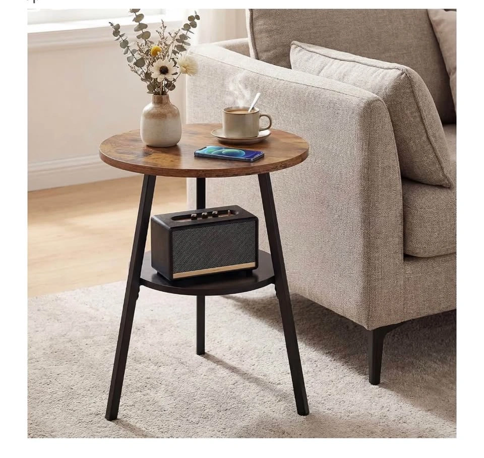 Round Side Table with Storage Shelf - photo 4