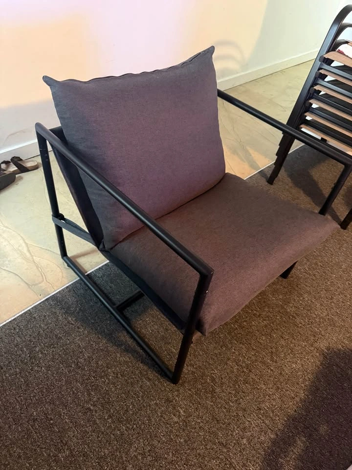 Metal Frame Accent Chair with Grey Cushions - photo 2