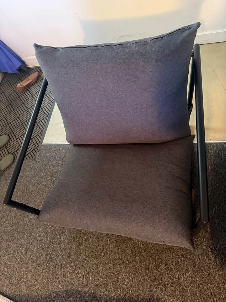 Metal Frame Accent Chair with Grey Cushions - photo 3