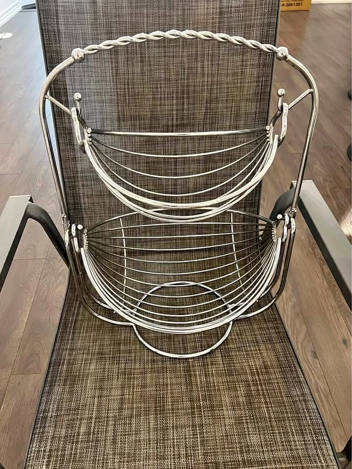 2-Tier Swinging Chrome Fruit Basket Stand