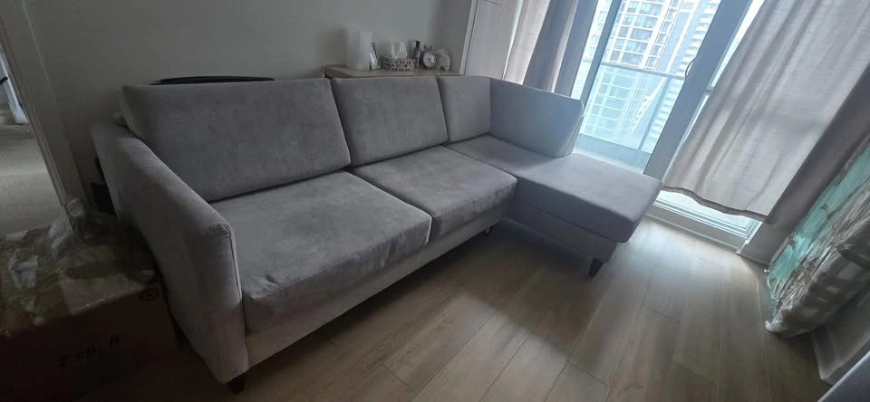 Gray L-Shaped Sectional Couch/ Sofa - photo 3