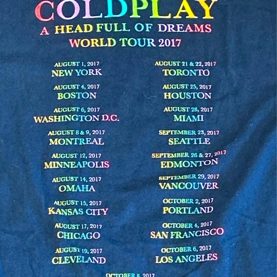 Coldplay A Head Full of Dreams World Tour 2017 T-Shirt - photo 4