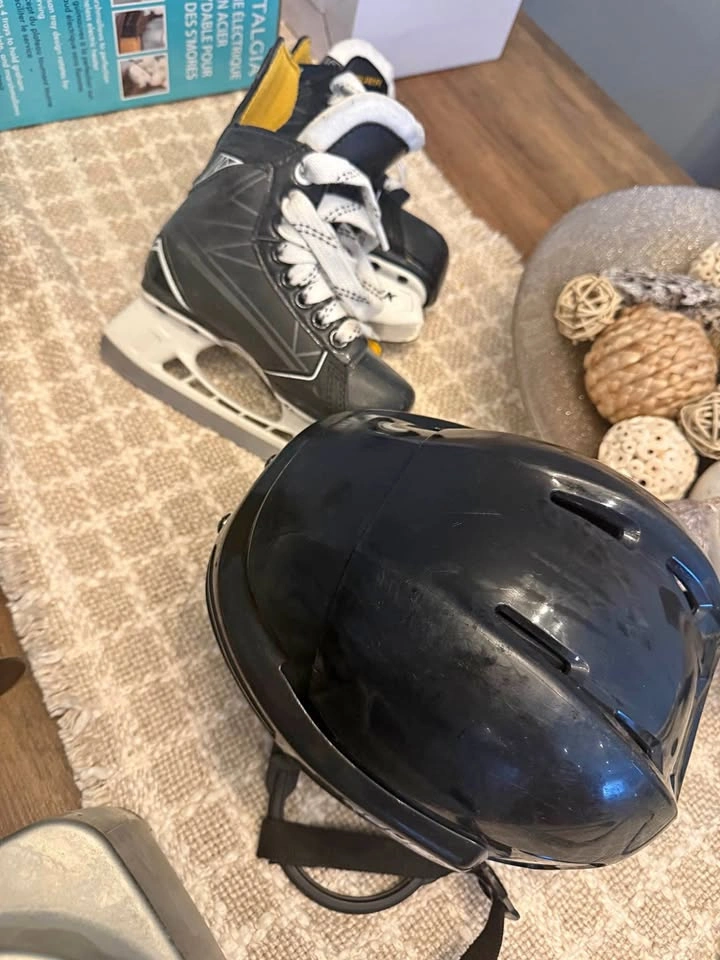 Bauer Kids Skates and Hockey Helmet