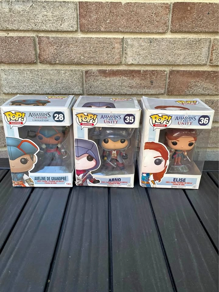 Lot of 3 Funko Pop! Games Assassin's Creed Aveline, Arno, and El