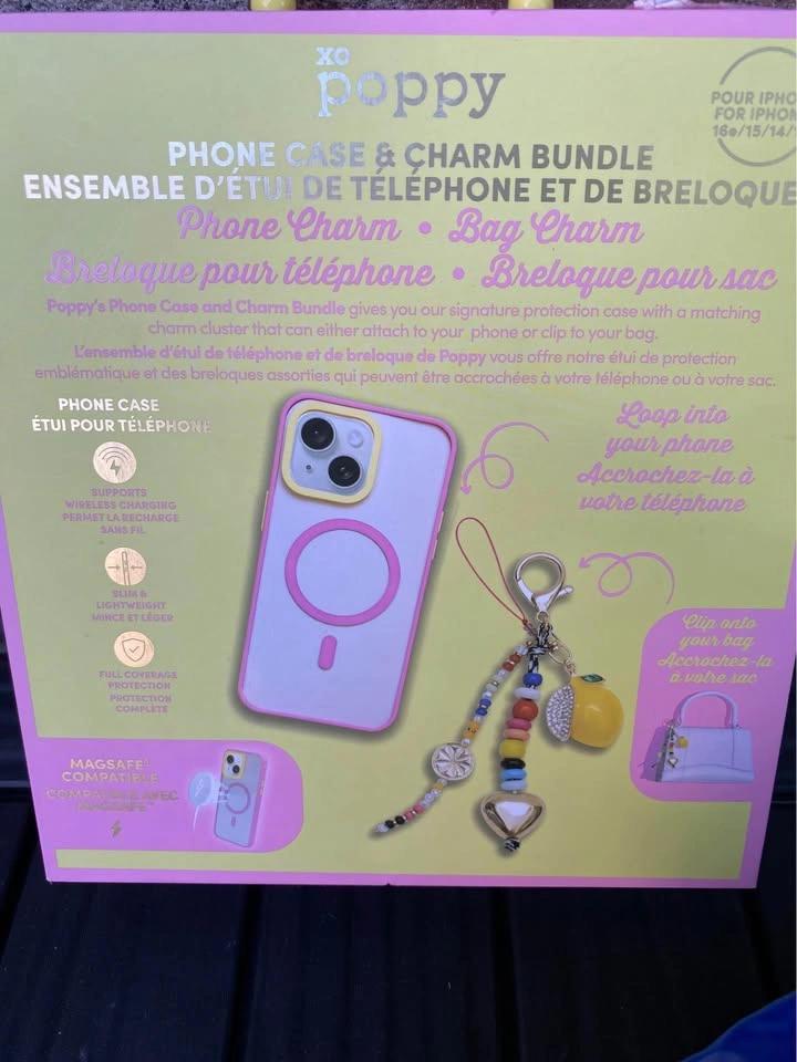 XO Poppy iPhone 16e/15/14/13 Phone Case & Charm Bundle - photo 2