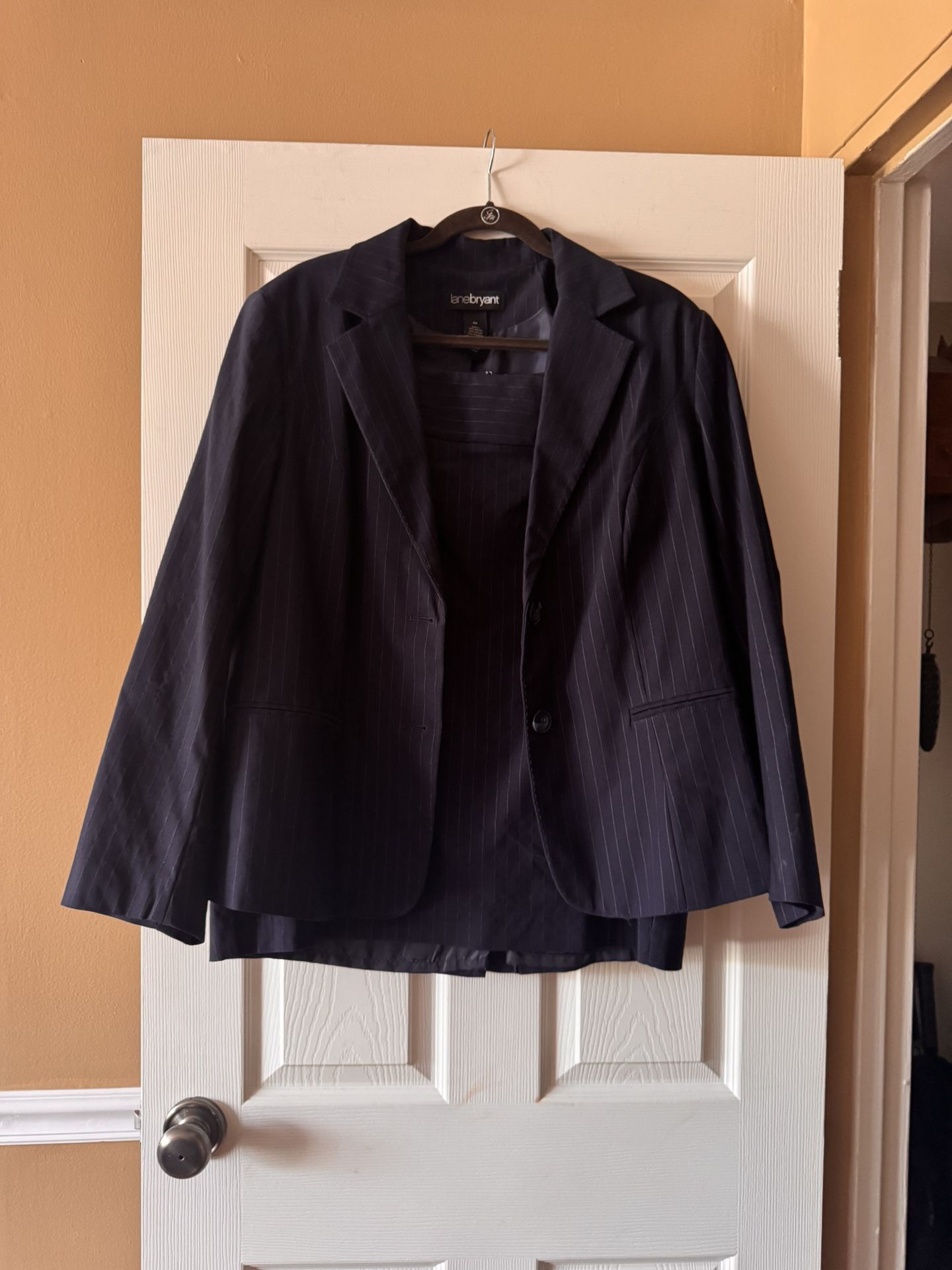 Blue Pin-Striped Jacket & Skirt (Size 20)