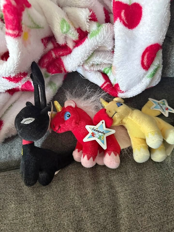 Neopets Plush Lot - Red Uni, Yellow Uni, and Black Aisha
