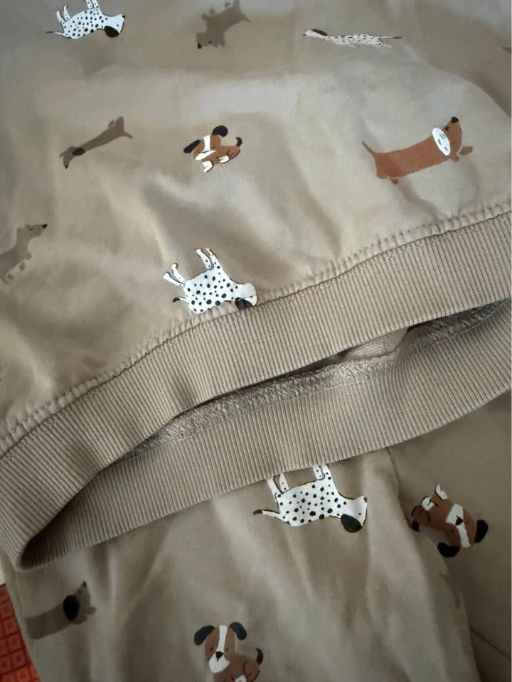 Tan Dog Print Sweatshirt and Jogger Set - photo 2