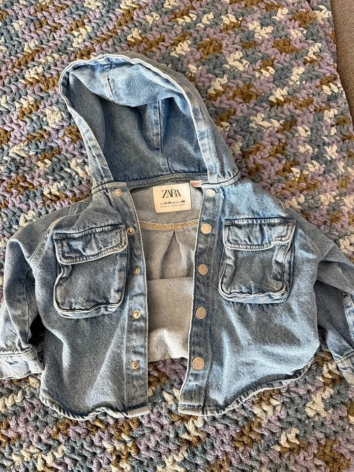Zara Hooded Denim Jacket 12-18 Months