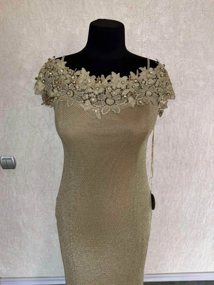 Brand NEW Stunning Champagne Gold Mermaid Evening Gown - photo 2