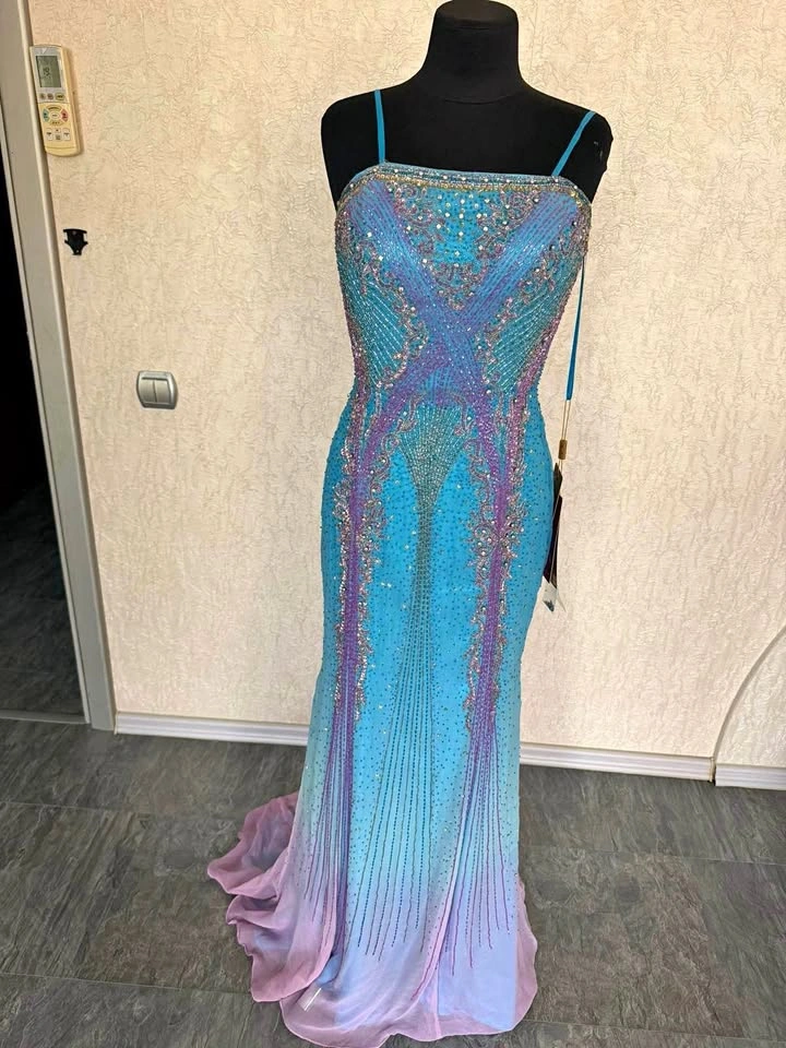 Brand New Beaded Silk Evening Gown - Size 10✨