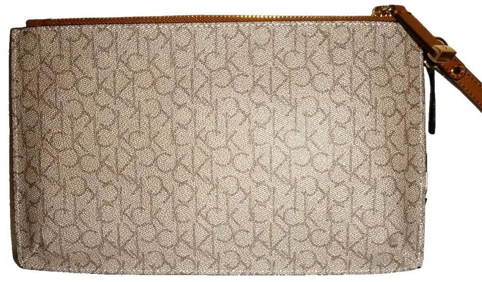 CALVIN KLEIN Almond Signature Large Wristlet Clutch Wallet - photo 2