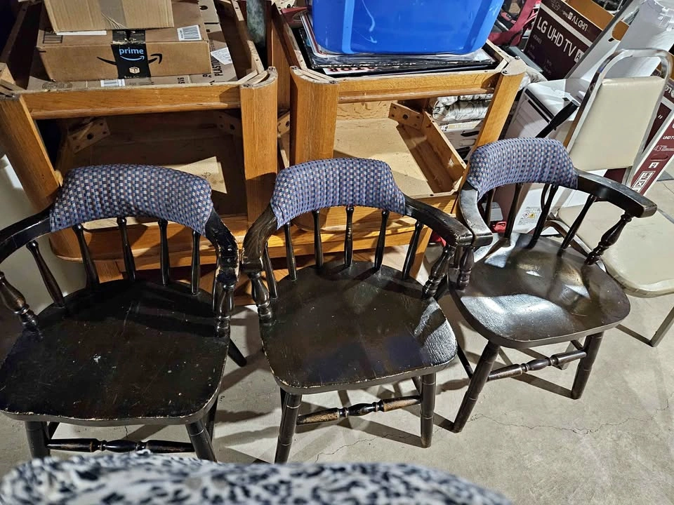 3 wooden chairs