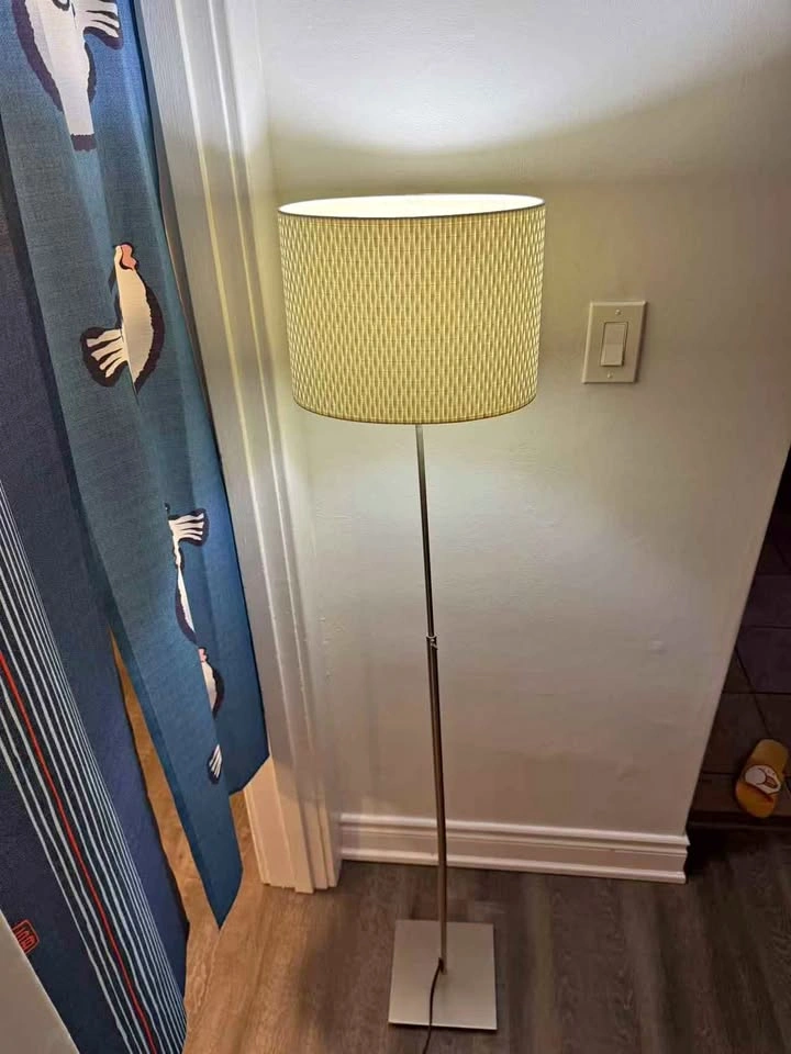 Modern Brushed Metal Floor Lamp with Textured Shade